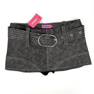 Edikted Charcoal Pleather Mini Grunge Skort Size Medium